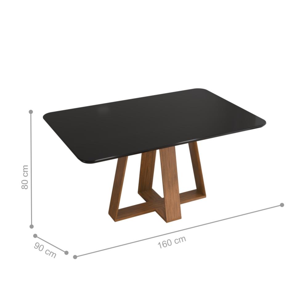 Mesa de Jantar 4 Lugares Lebron Freijó Preto Brilho