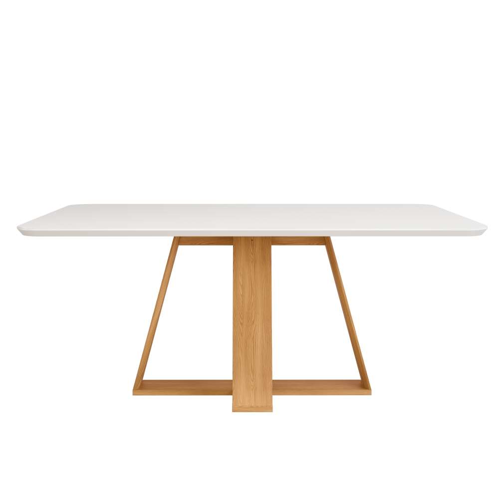 Mesa de Jantar com Tampo de Vidro Nec Carvalho Off White