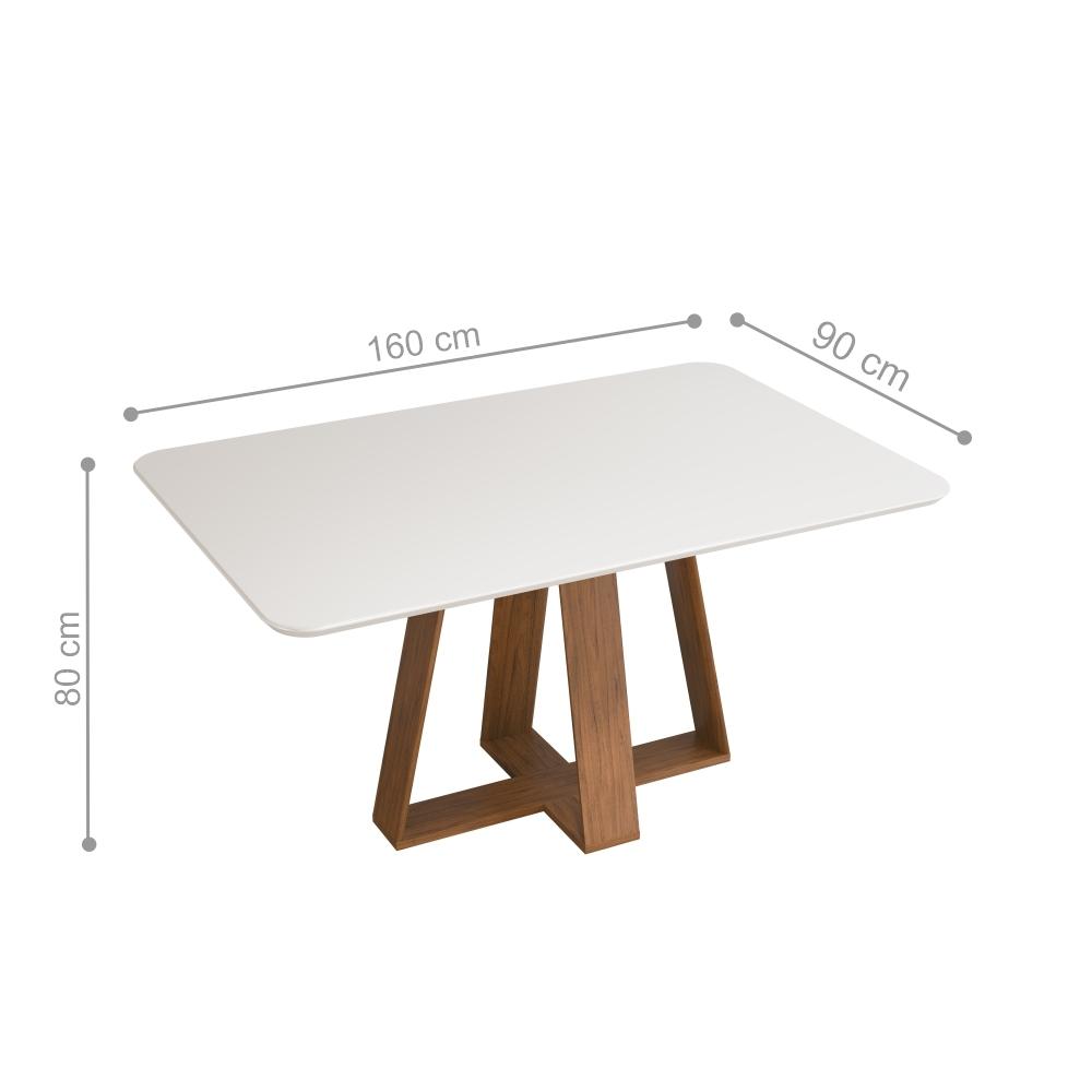 Mesa de Jantar com Tampo de Vidro Nec Freijo Off White