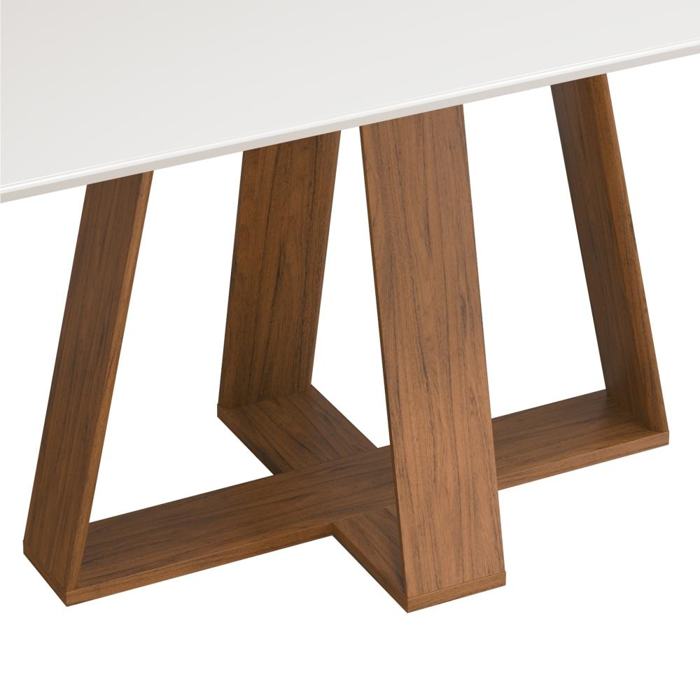 Mesa de Jantar com Tampo de Vidro Nec Freijo Off White