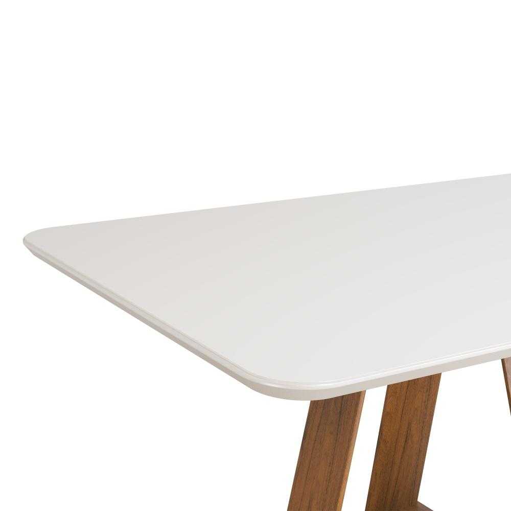 Mesa de Jantar com Tampo de Vidro Nec Freijo Off White