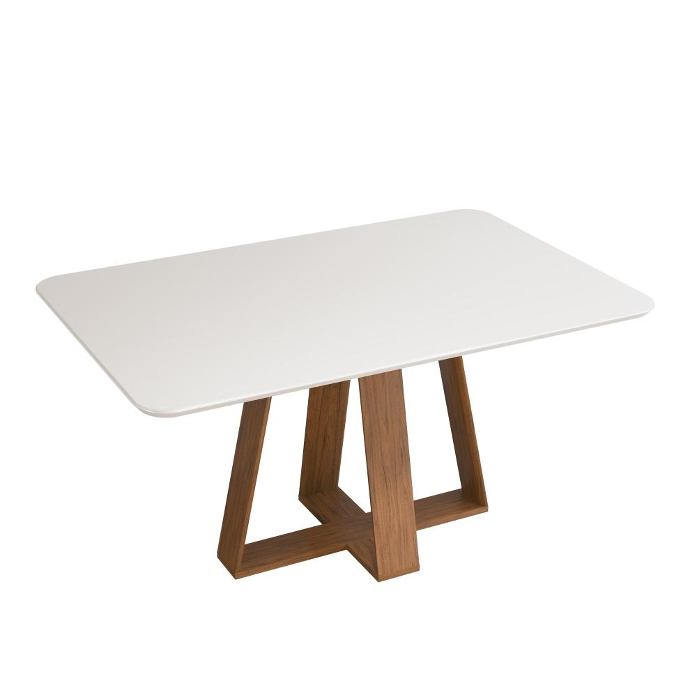 Mesa de Jantar com Tampo de Vidro Nec Freijo Off White