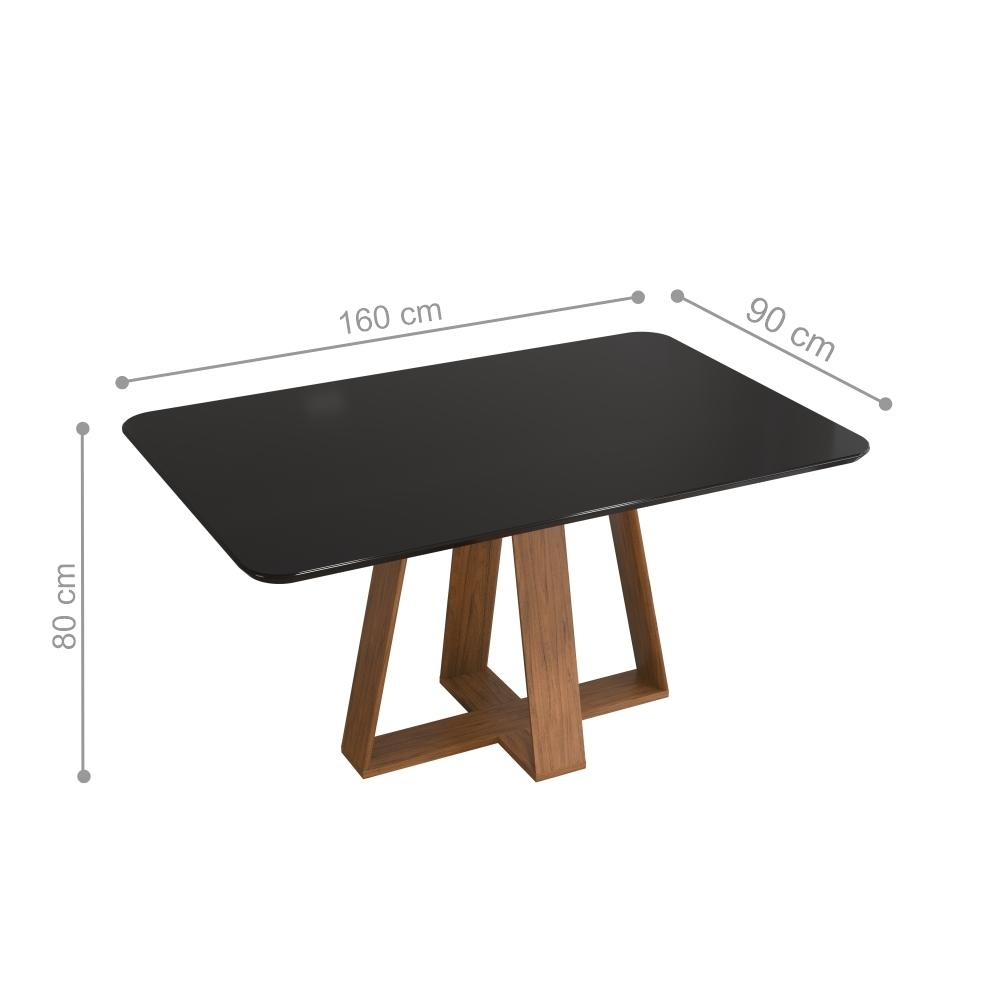 Mesa de Jantar com Tampo de Vidro Nec Freijo Preto Brilho