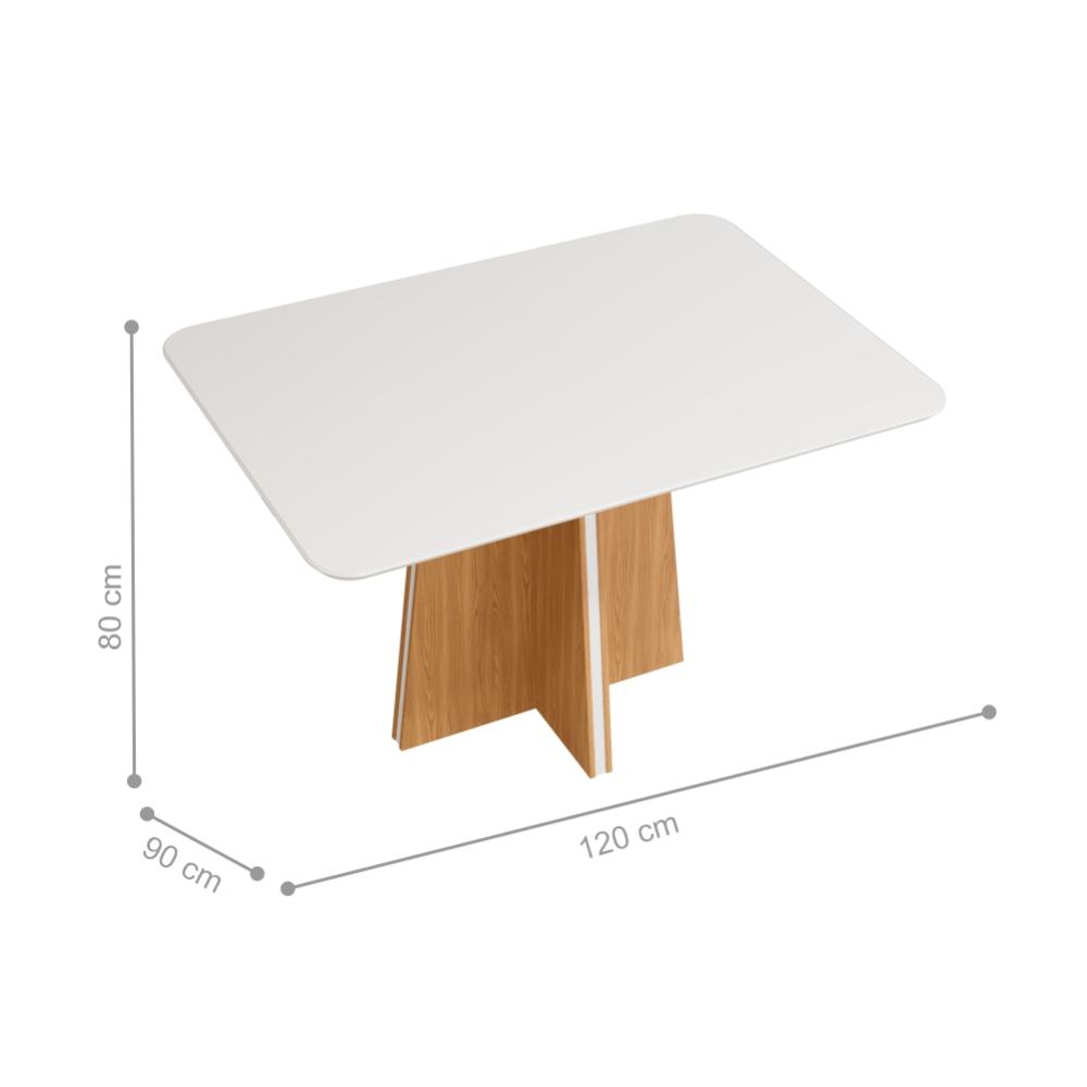 Mesa de Jantar com Tampo de Vidro Oklahoma Carvalho Nobre Off White