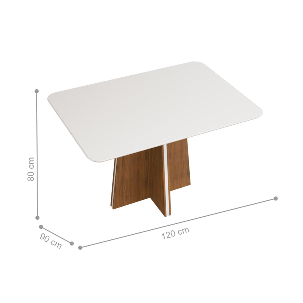 Mesa de Jantar com Tampo de Vidro Oklahoma Freijó Off White
