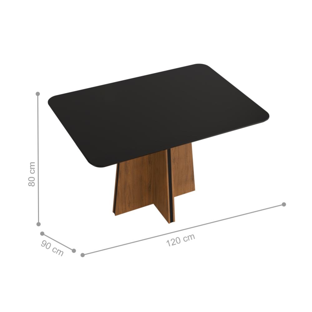 Mesa de Jantar com Tampo de Vidro Oklahoma Freijó Preto Brilho