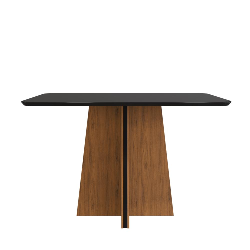 Mesa de Jantar com Tampo de Vidro Oklahoma Freijó Preto Brilho