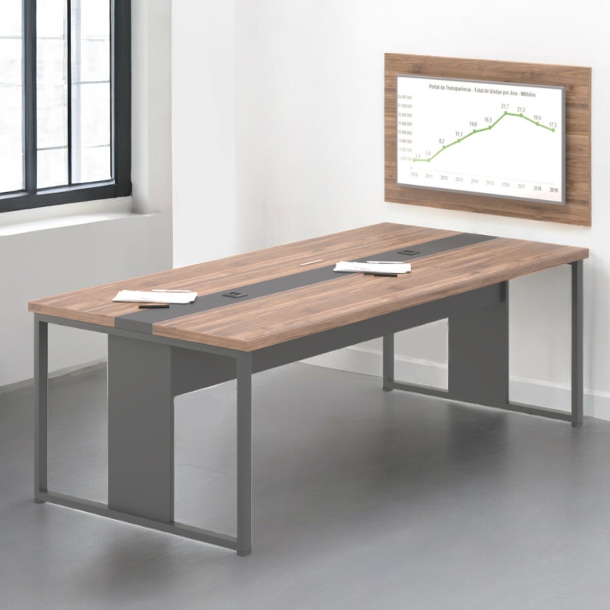 Mesa para Escritório Com Painel TV 40" Lisboa Noce Preto