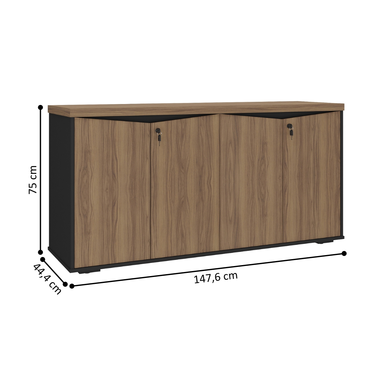 Mesa para Escritório e Balcão 4 Portas Conde Nogal Preto