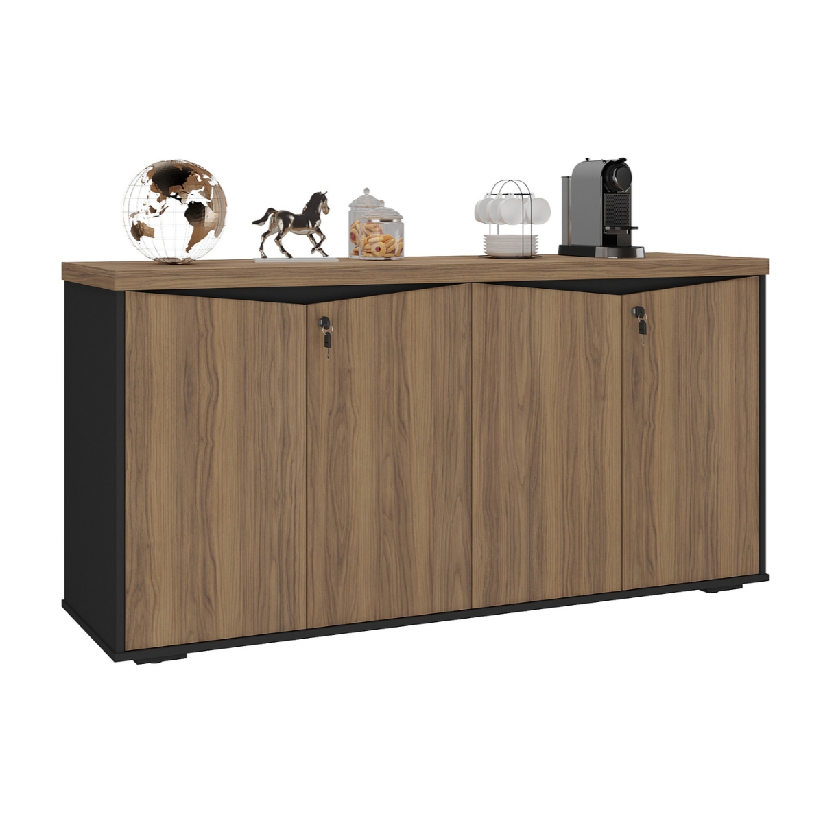 Mesa para Escritório e Balcão 4 Portas Conde Nogal Preto
