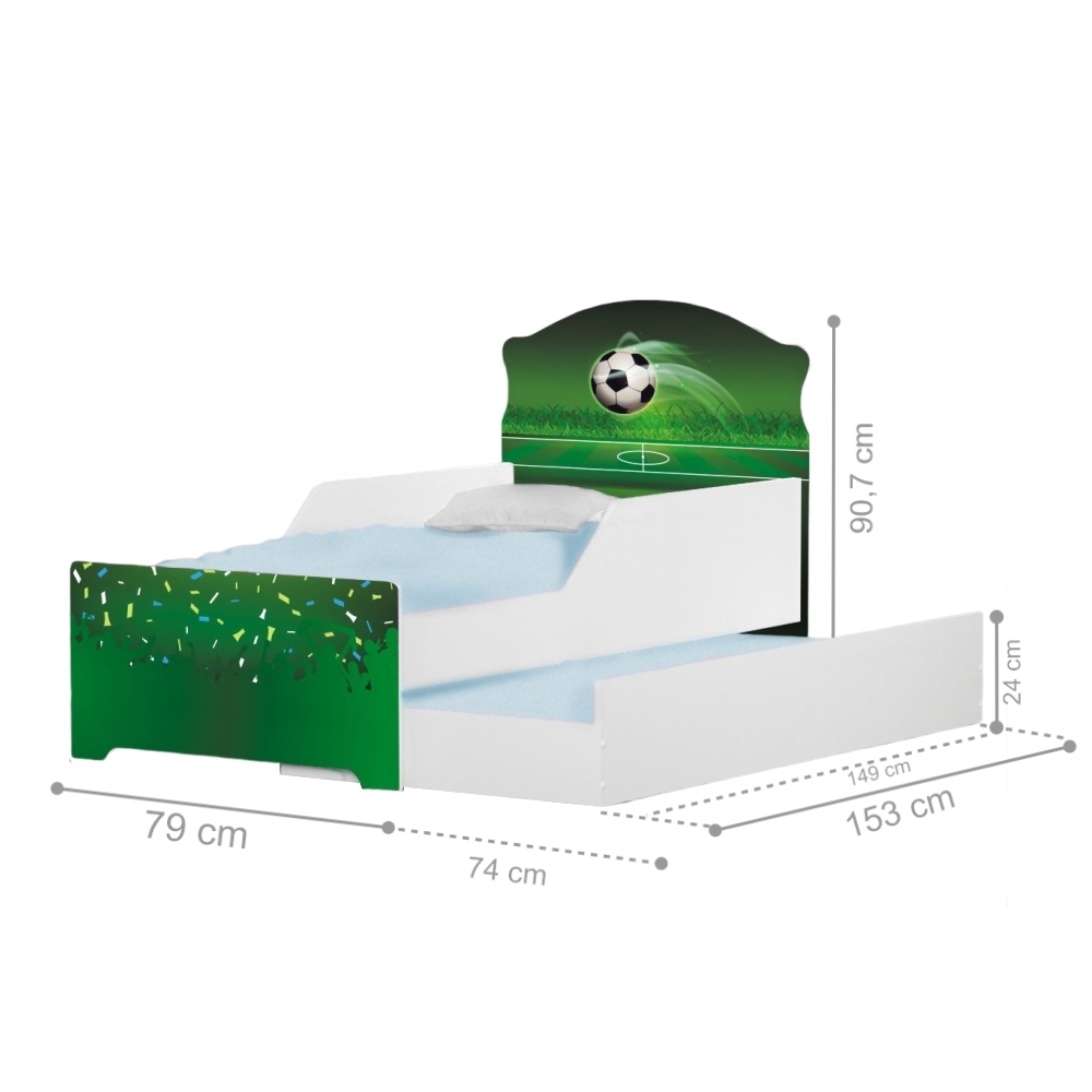 Mini Cama Infantil com Auxiliar Pop Arena Futebol