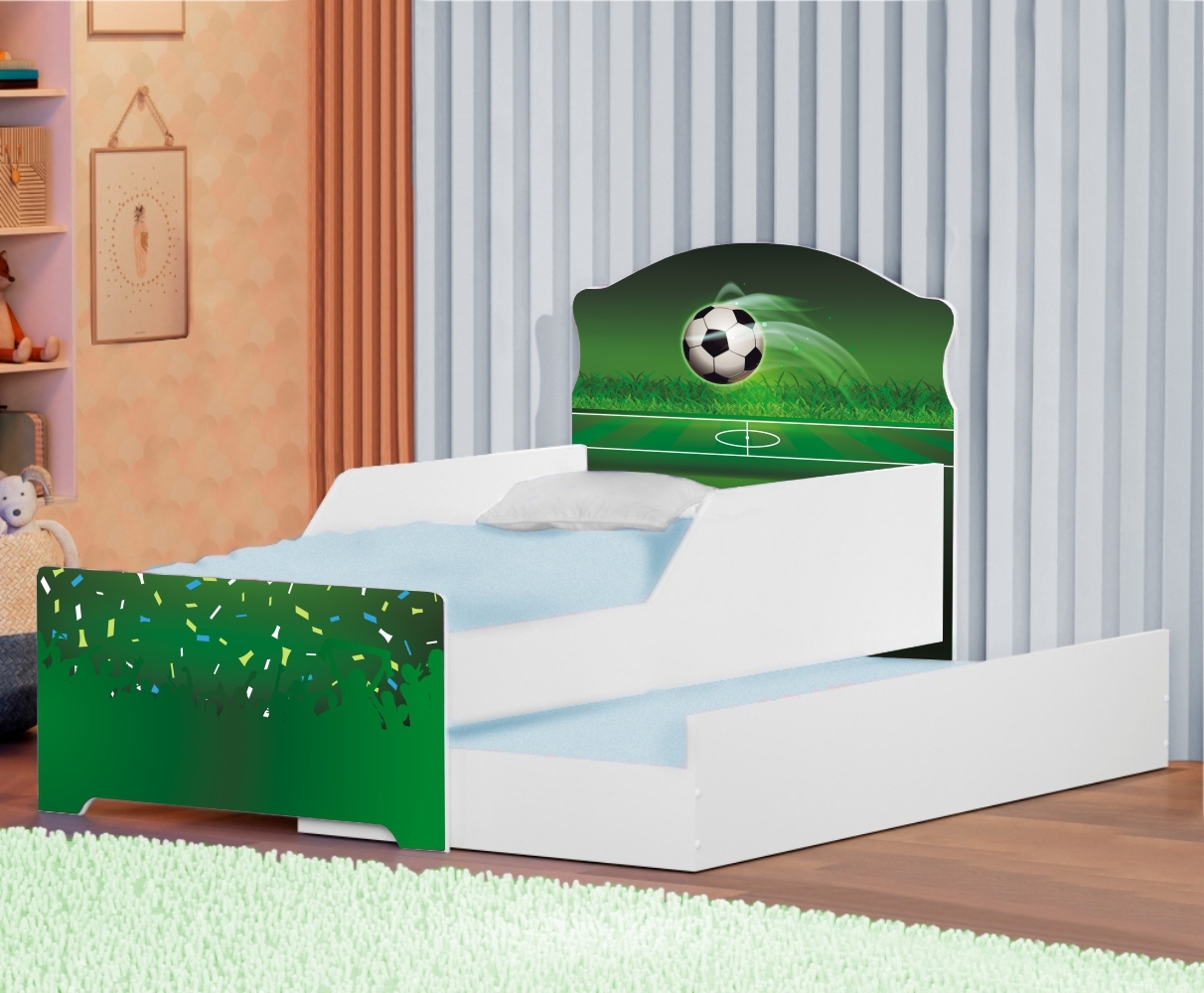 Mini Cama Infantil com Auxiliar Pop Arena Futebol