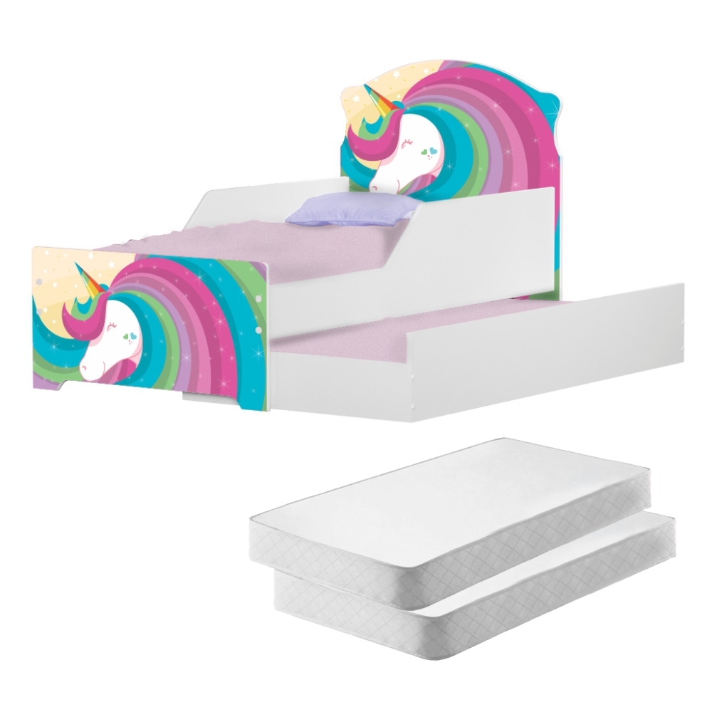 Mini Cama Infantil com Auxiliar Pop Lindo Unicórnio com Colchões
