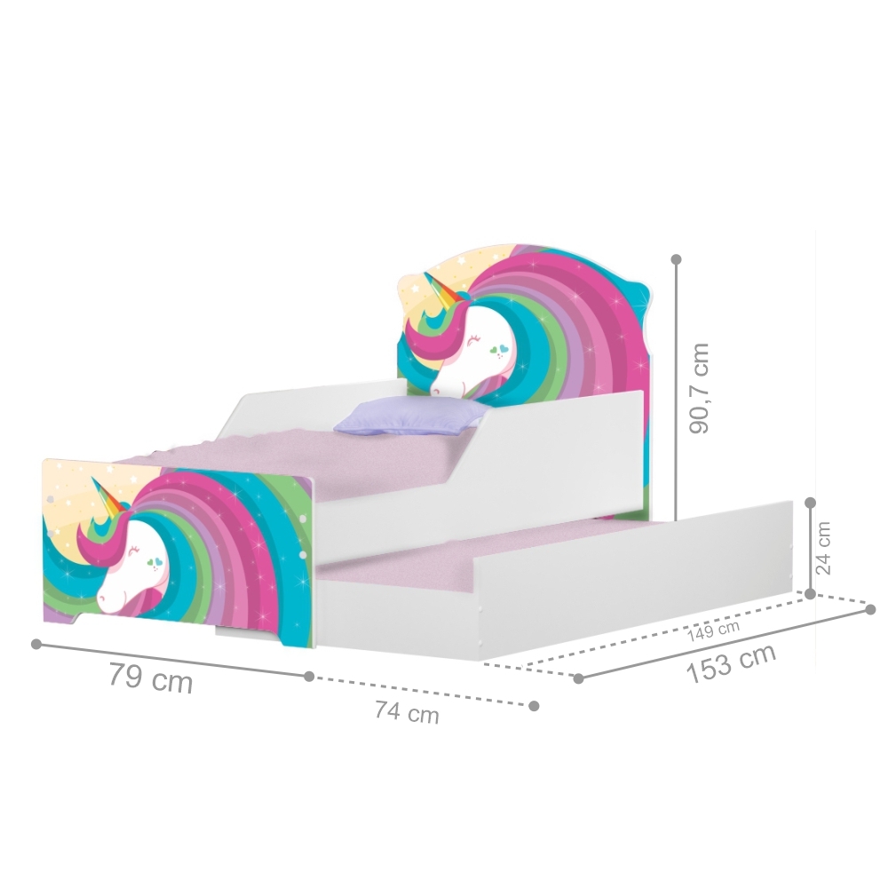 Mini Cama Infantil com Auxiliar Pop Lindo Unicórnio com Colchões