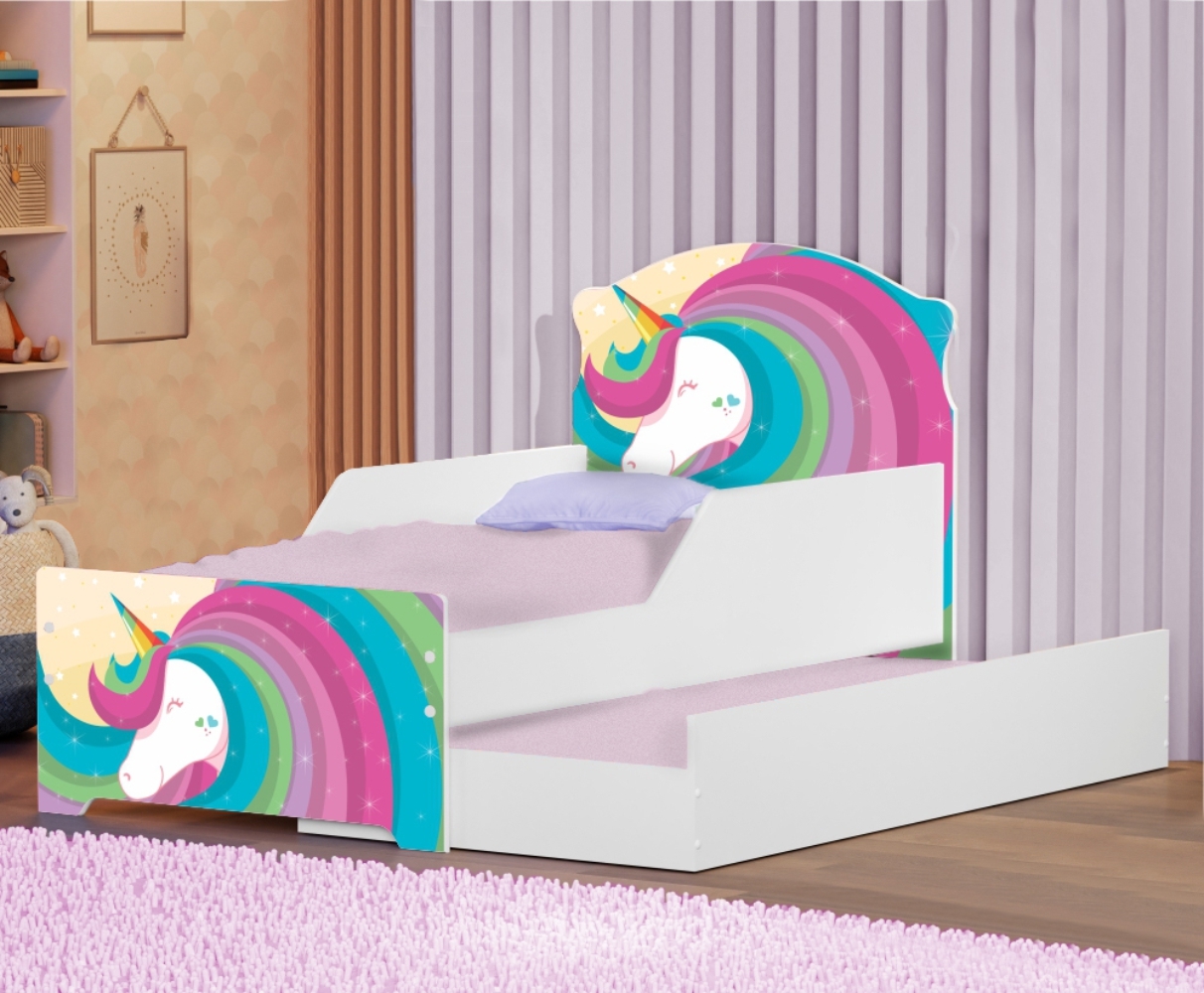 Mini Cama Infantil com Auxiliar Pop Lindo Unicórnio com Colchões