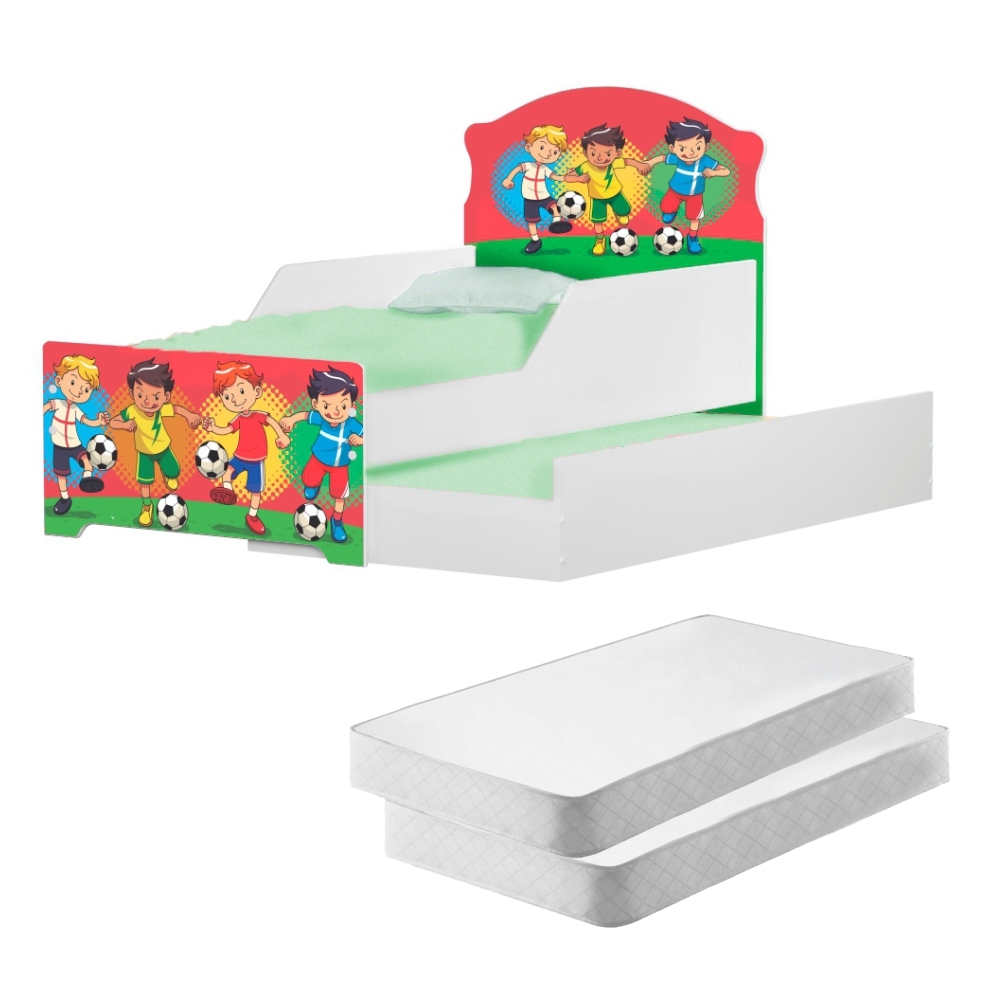 Mini Cama Infantil com Auxiliar Pop Meninos Futebol com Colchões