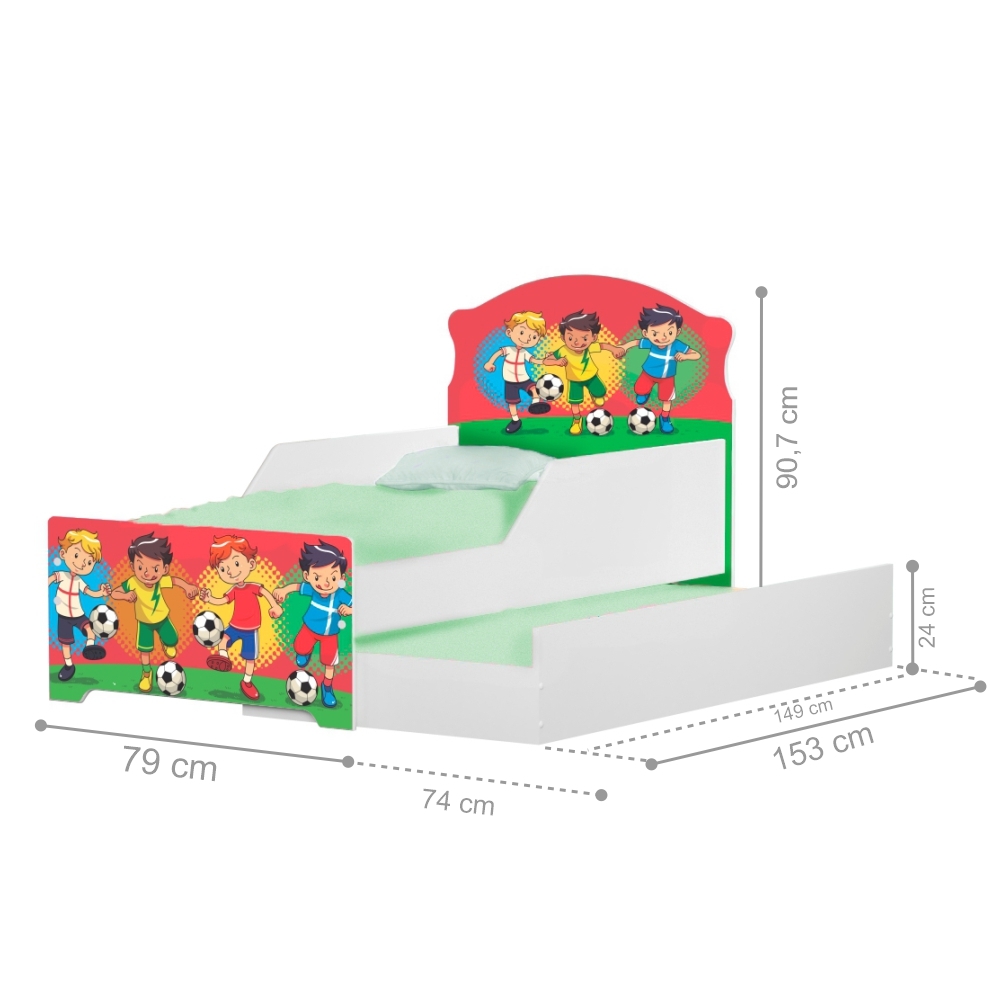 Mini Cama Infantil com Auxiliar Pop Meninos Futebol com Colchões