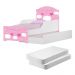 Mini Cama Infantil com Auxiliar Pop Nuvens Rosa com Colchões