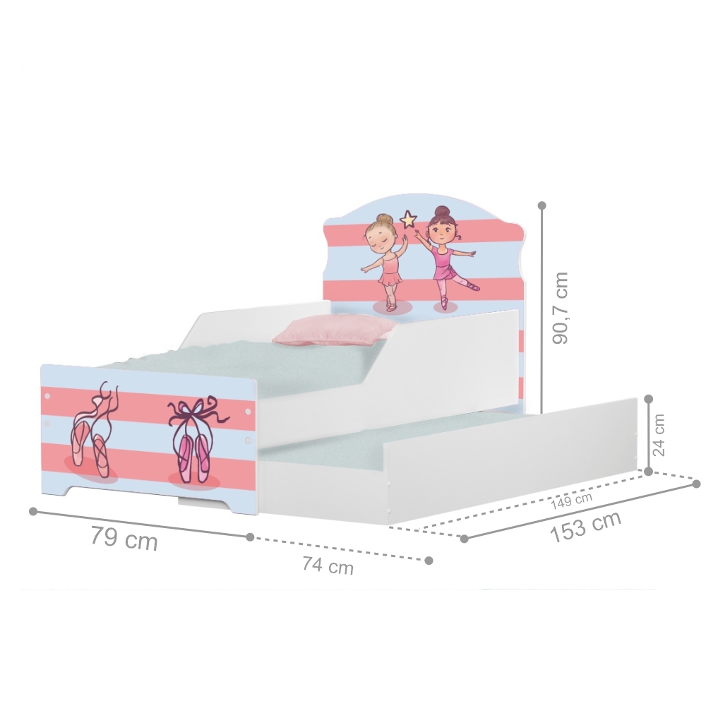 Mini Cama Infantil com Auxiliar Pop Pequenas Bailarinas com Colchões