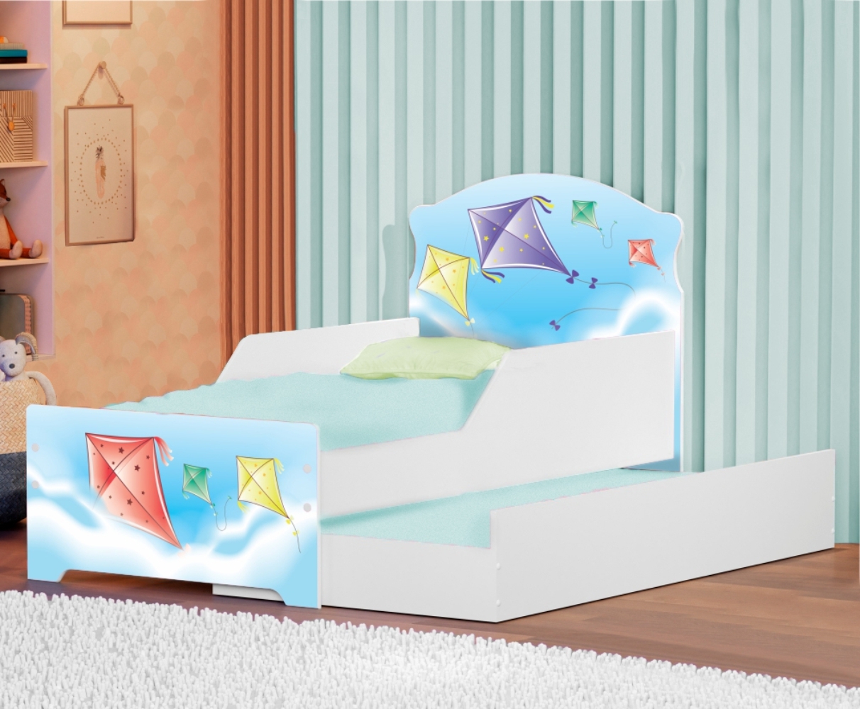 Mini Cama Infantil com Auxiliar Pop Pipa no Céu com Colchões