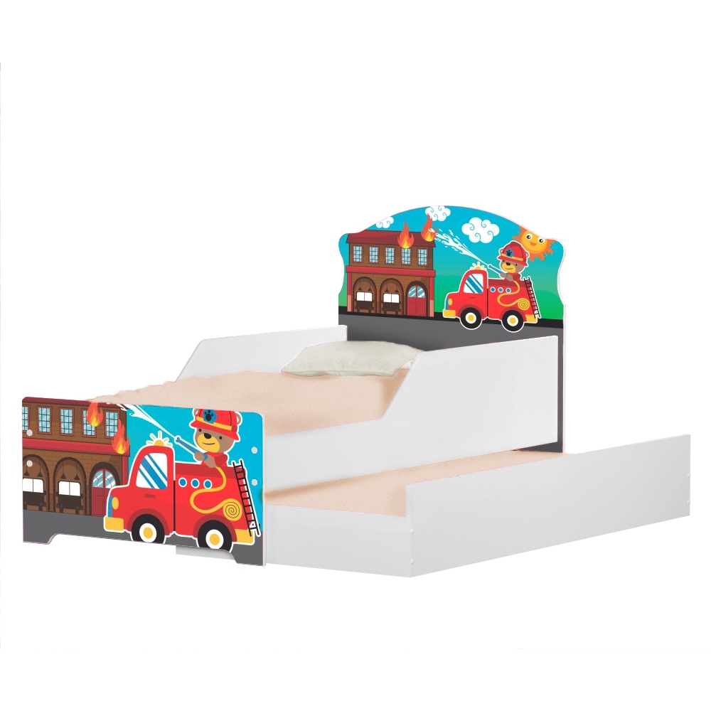 Mini Cama Infantil com Auxiliar Pop Resgate Bombeiro