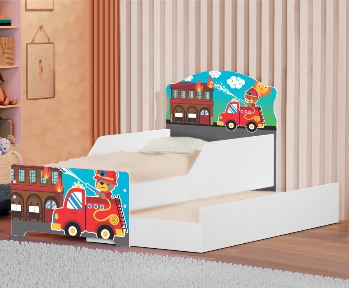 Mini Cama Infantil com Auxiliar Pop Resgate Bombeiro