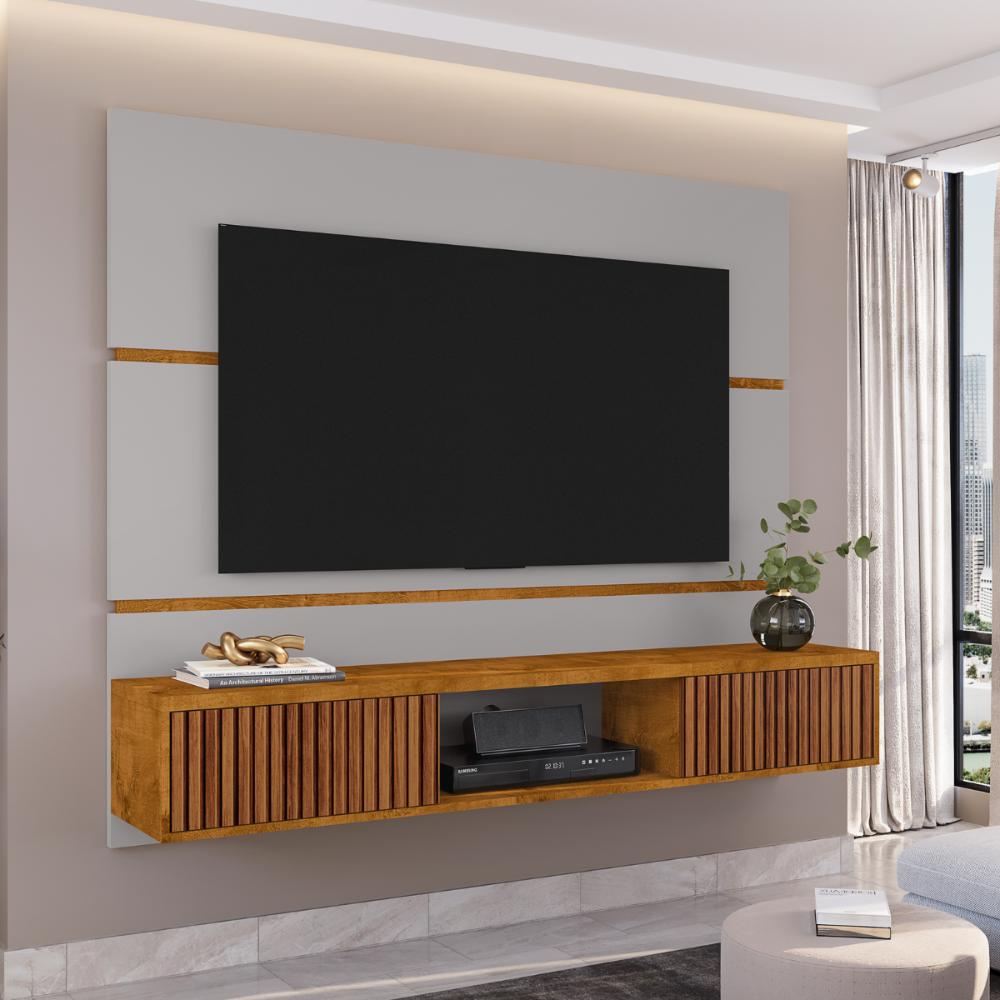 Painel Para TV 65 Polegadas Citrino OFf White Nature Ripado