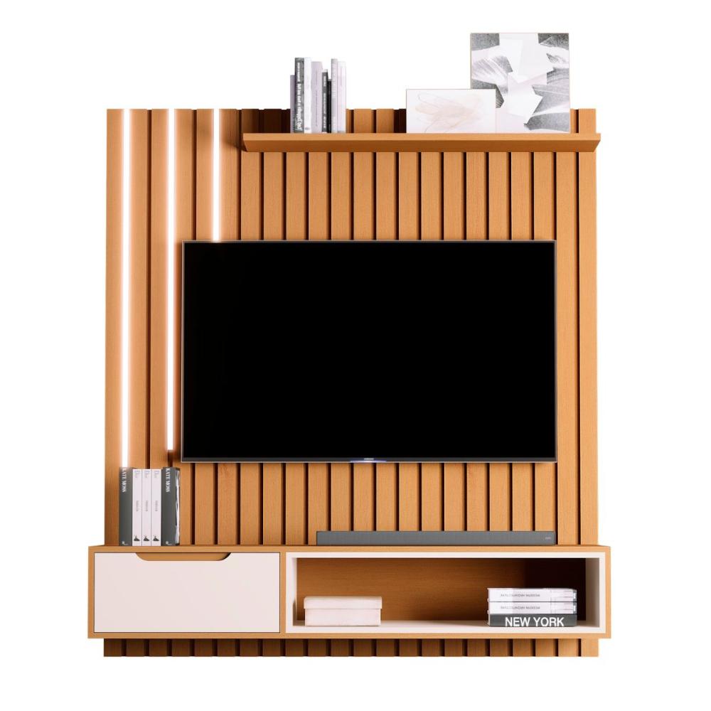 Painel Ripado Para TV 58 Polegadas Autumn Nature Off White