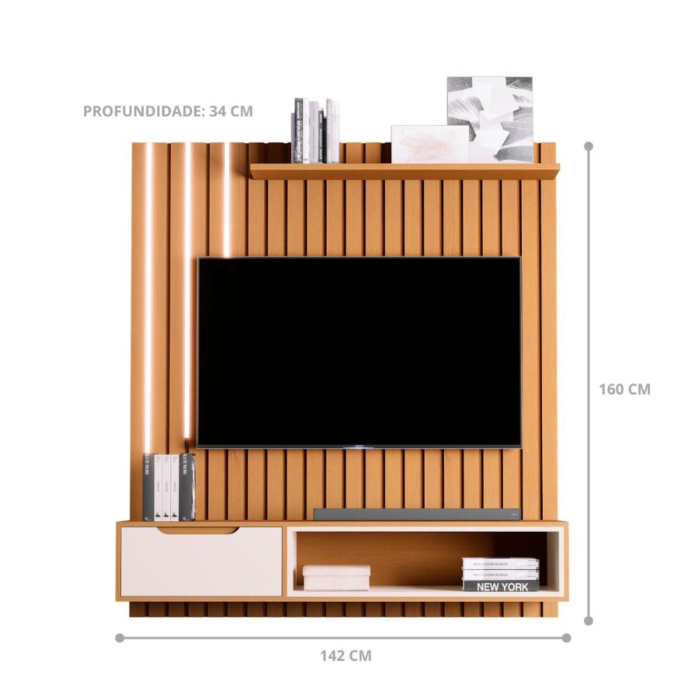 Painel Ripado Para TV 58 Polegadas Autumn Nature Off White