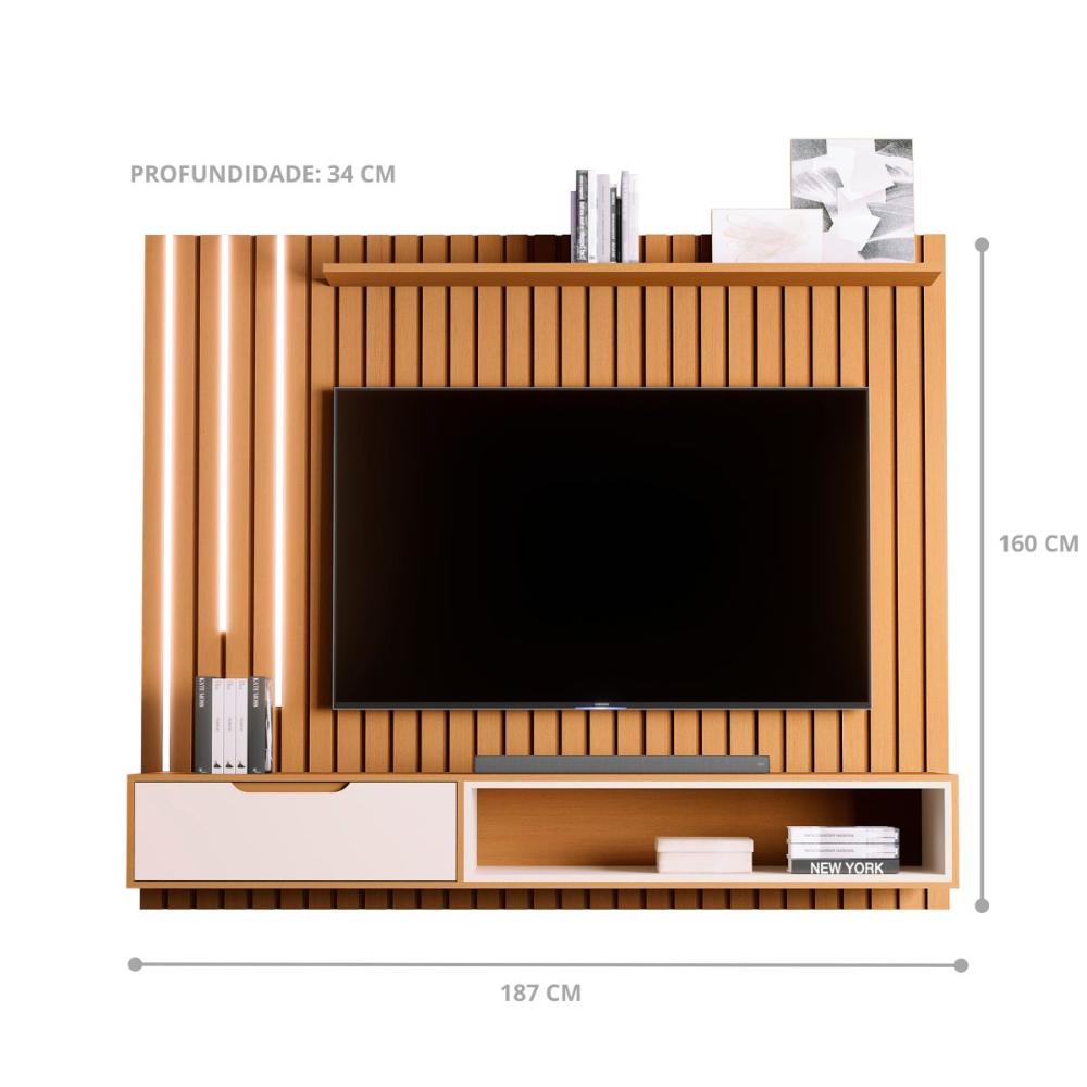 Painel Ripado Para TV 70 Polegadas Winter Nature Off White