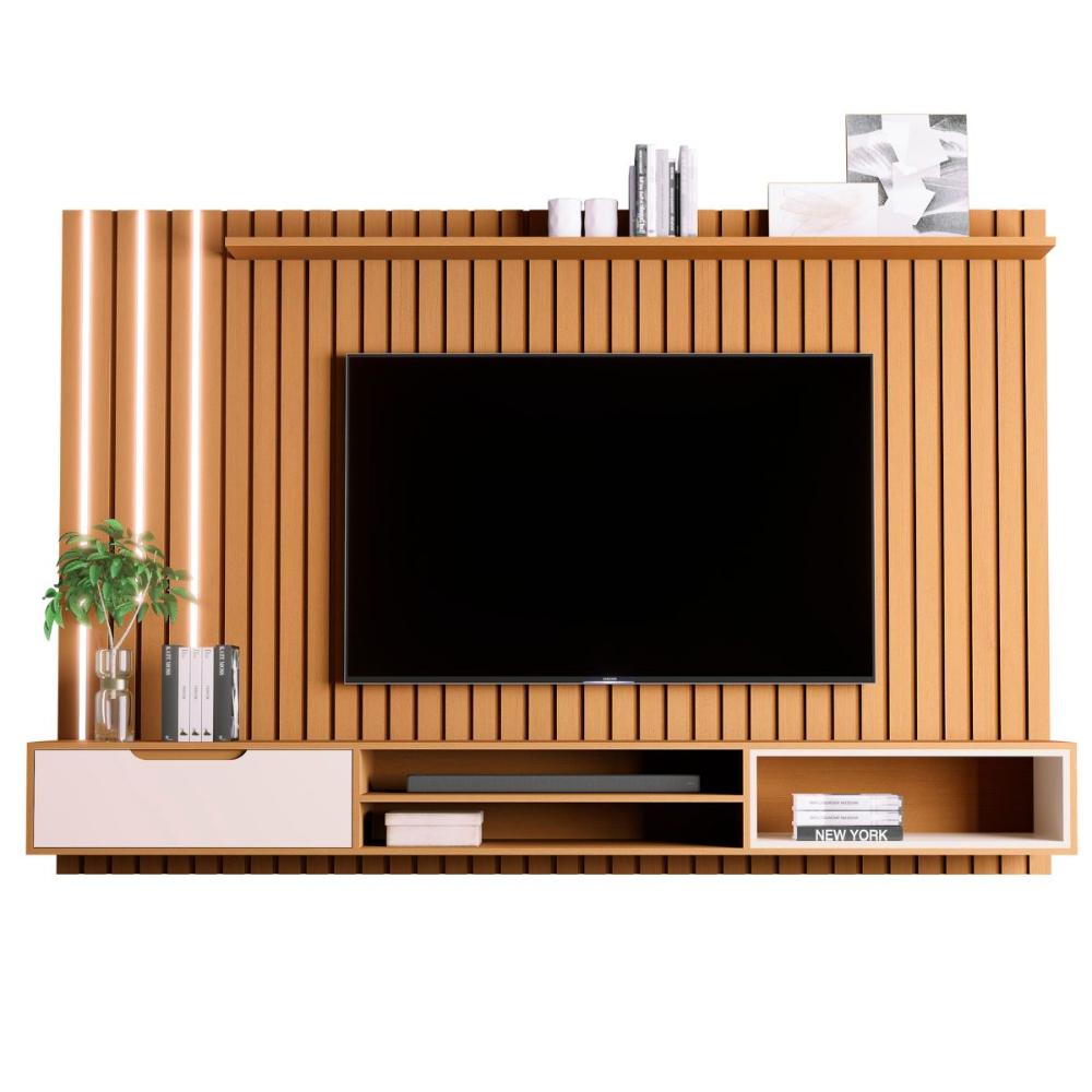 Painel Ripado para TV  80 Polegadas Summer Nature Off White