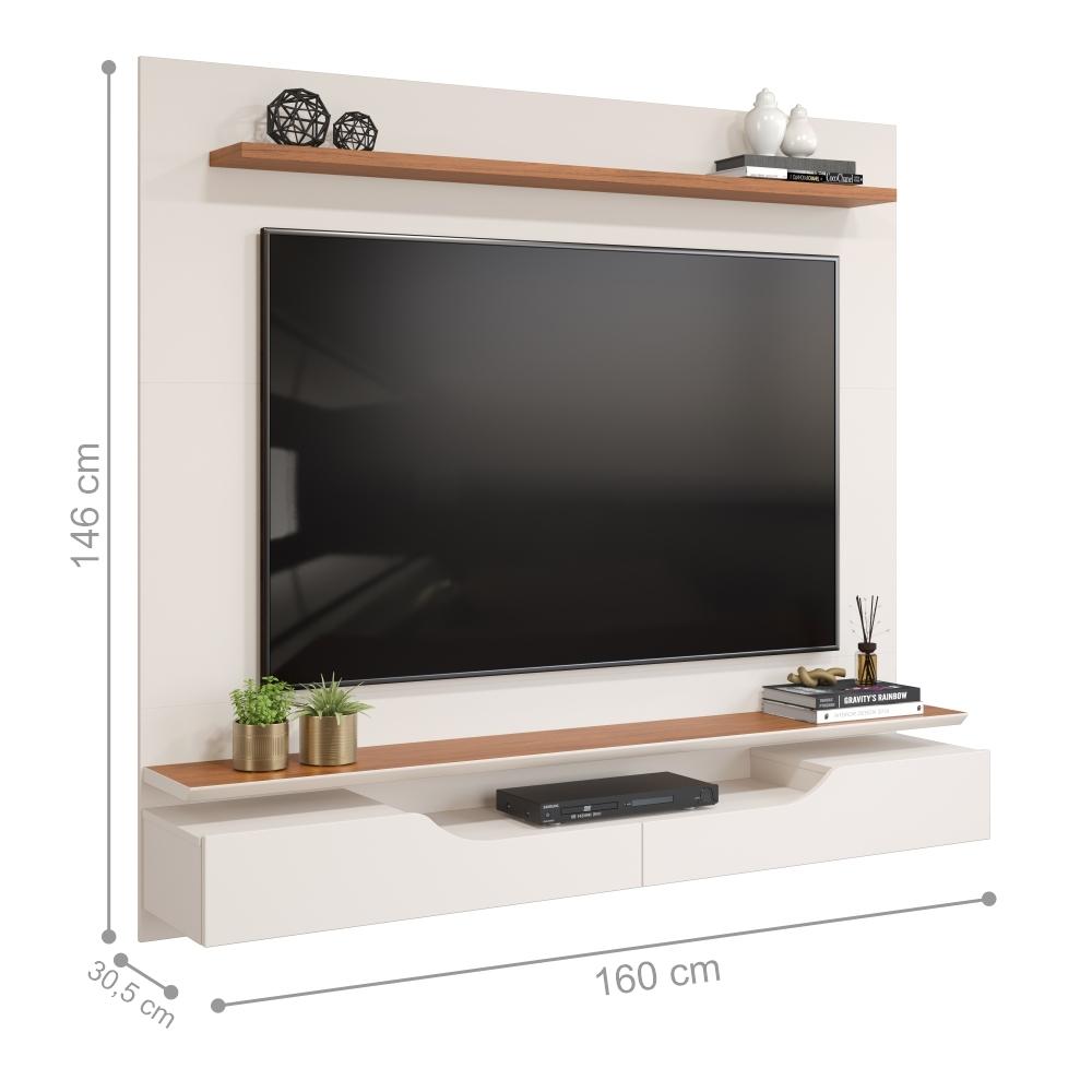 Painel para TV 2 Portas Ashton Off White Freijó