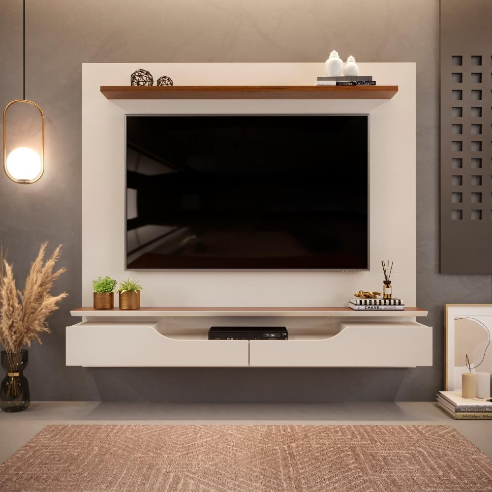 Painel para TV 2 Portas Ashton Off White Freijó