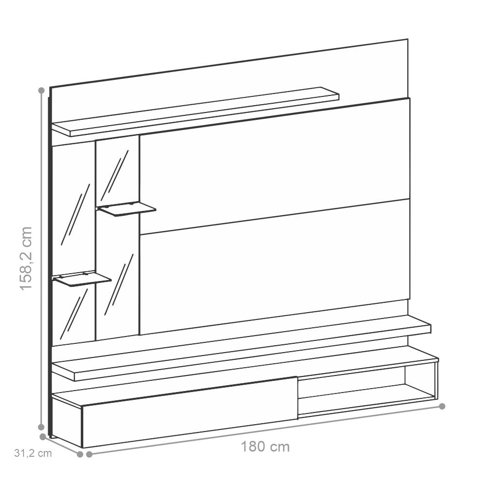 Painel para TV Akira com LED Caiena Creme