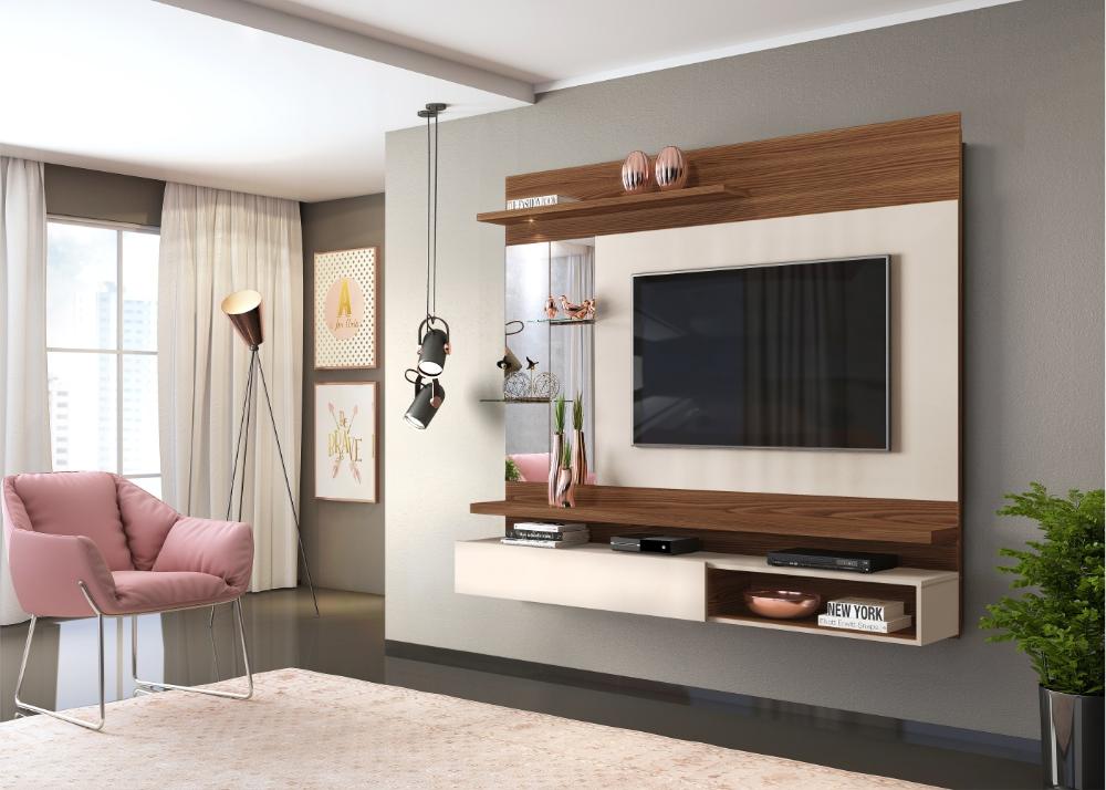Painel para TV Akira com LED Caiena Creme