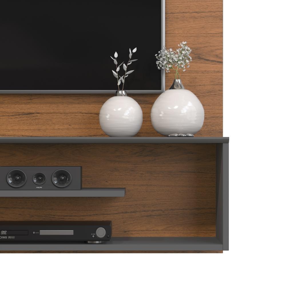 Painel para TV Ares com Led Freijó Cinza