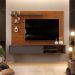 Painel para TV Ares com Led Freijó Cinza