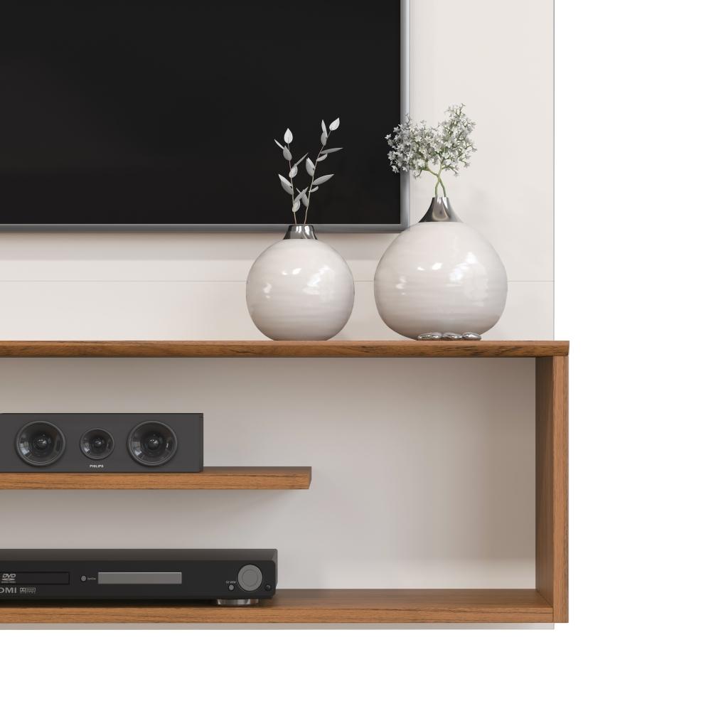 Painel para TV Ares com Led Off White Freijó