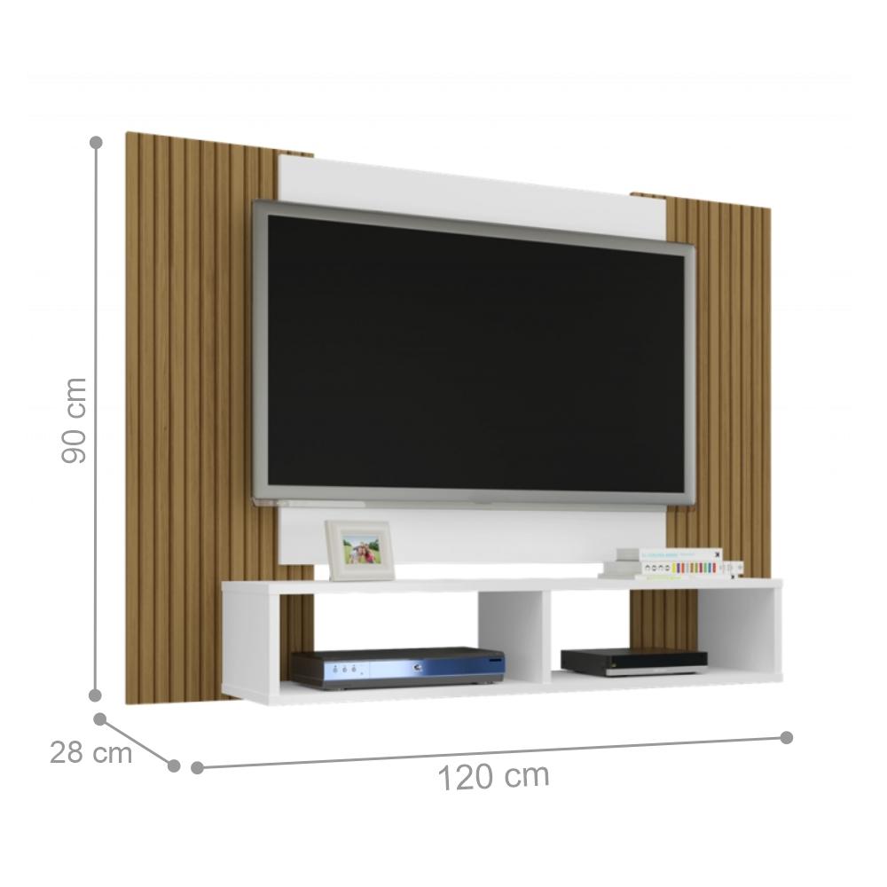 Painel para TV Bridge com Detalhe em Ripas Branco