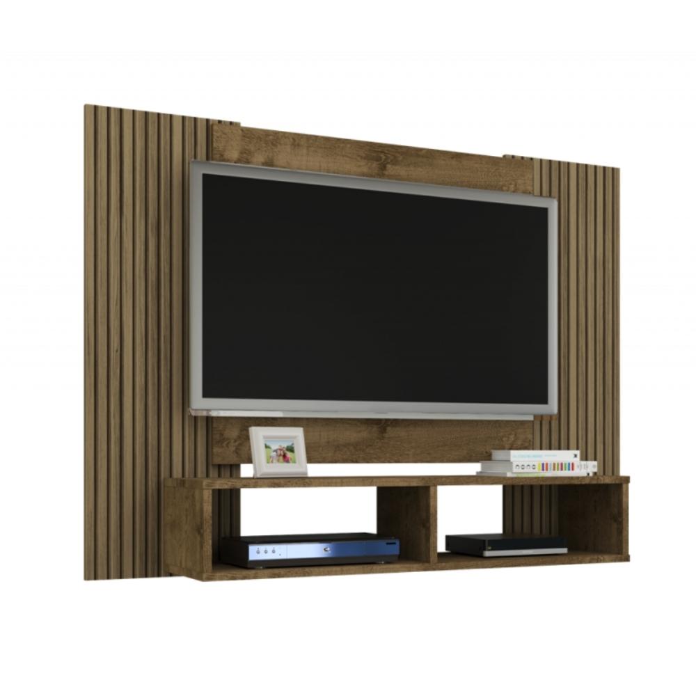Painel para TV Bridge com Detalhe em Ripas Madeira