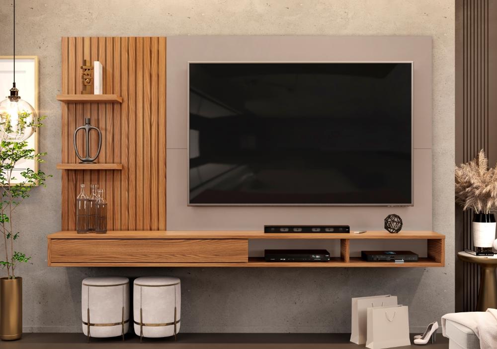 Painel para TV Frisado Bae Carvalho Griz