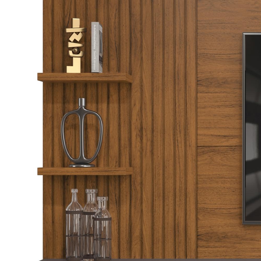Painel para TV Frisado Bae Freijó Cinza