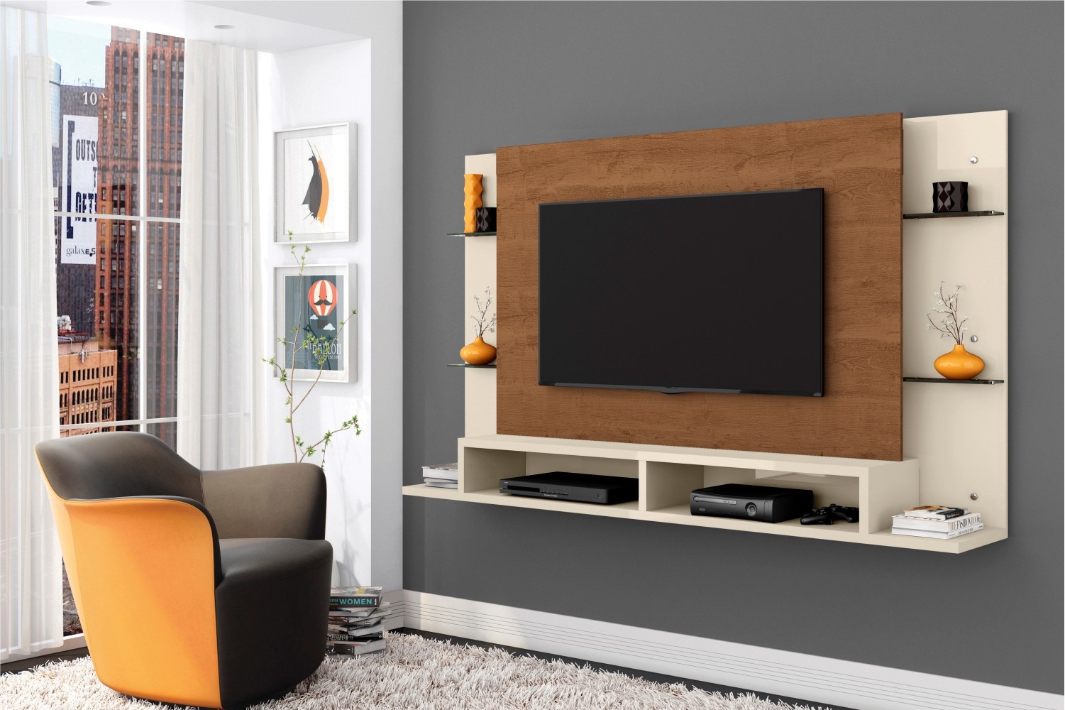 Painel para TV Janeth Off White Nature