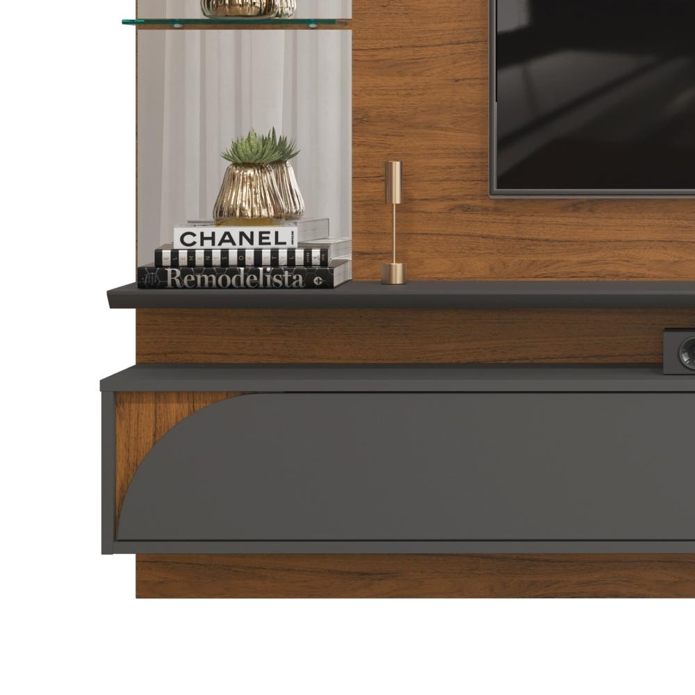 Painel para TV com Espelhos Luaner Freijo Cinza