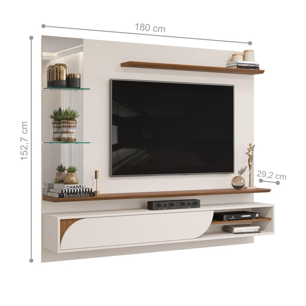 Painel para TV com Espelhos Luaner Off White Freijo