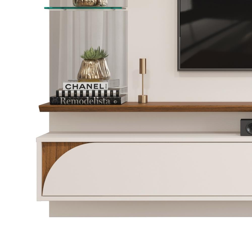 Painel para TV com Espelhos Luaner Off White Freijo