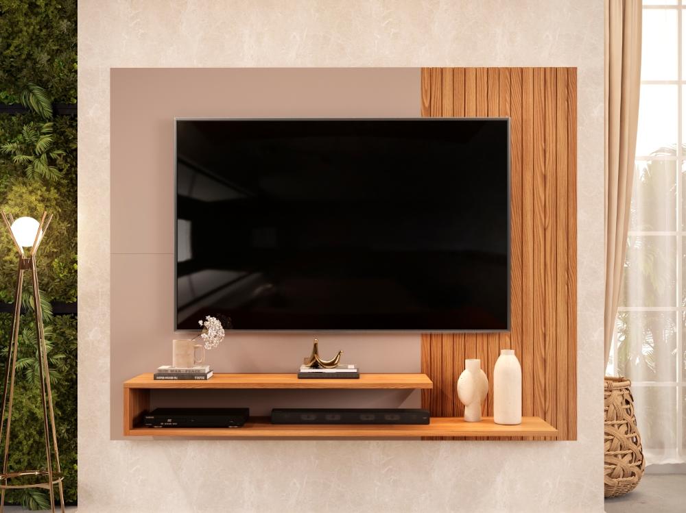 Painel para TV com Frisos Kenay Carvalho Nobre Griz