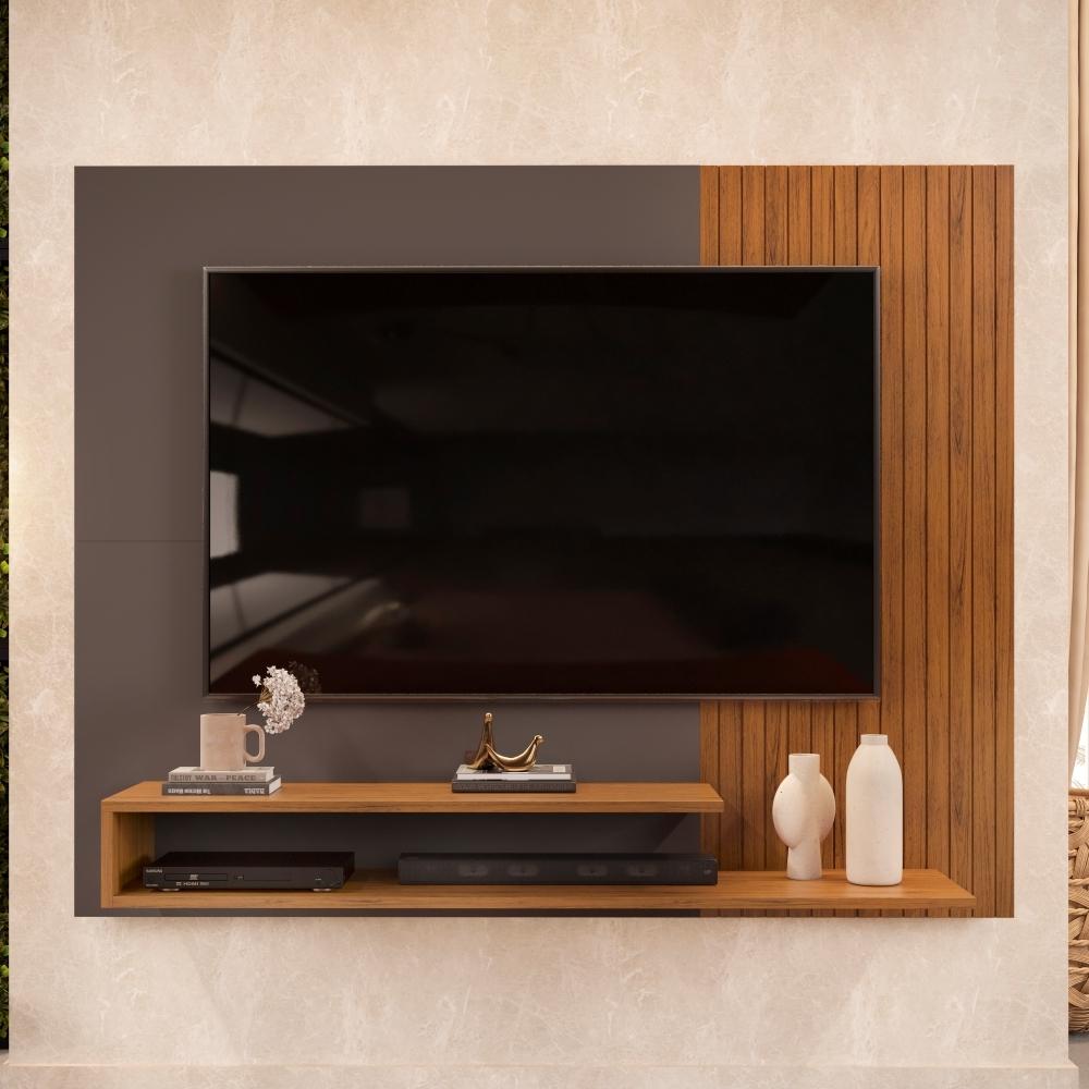 Painel para TV com Frisos Kenay Freijo Cinza
