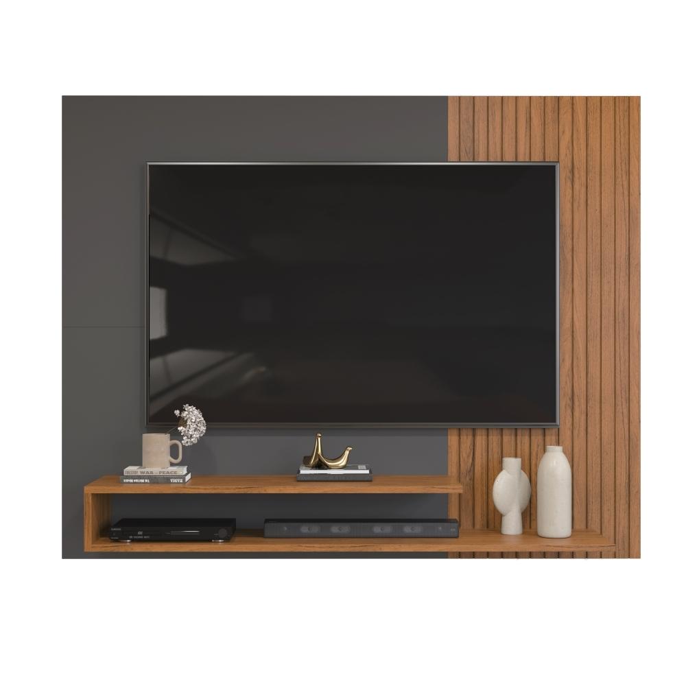 Painel para TV com Frisos Kenay Freijo Cinza