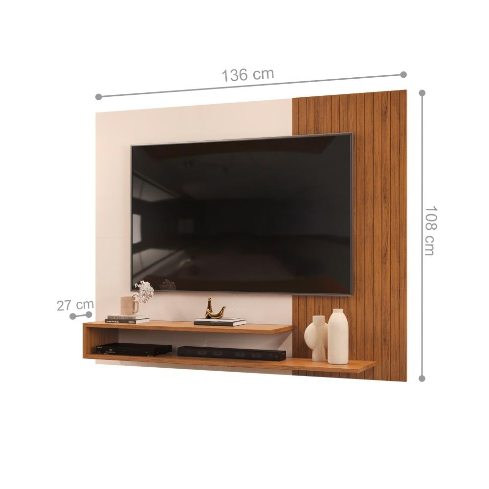 Painel para TV com Frisos Kenay Freijo Off White